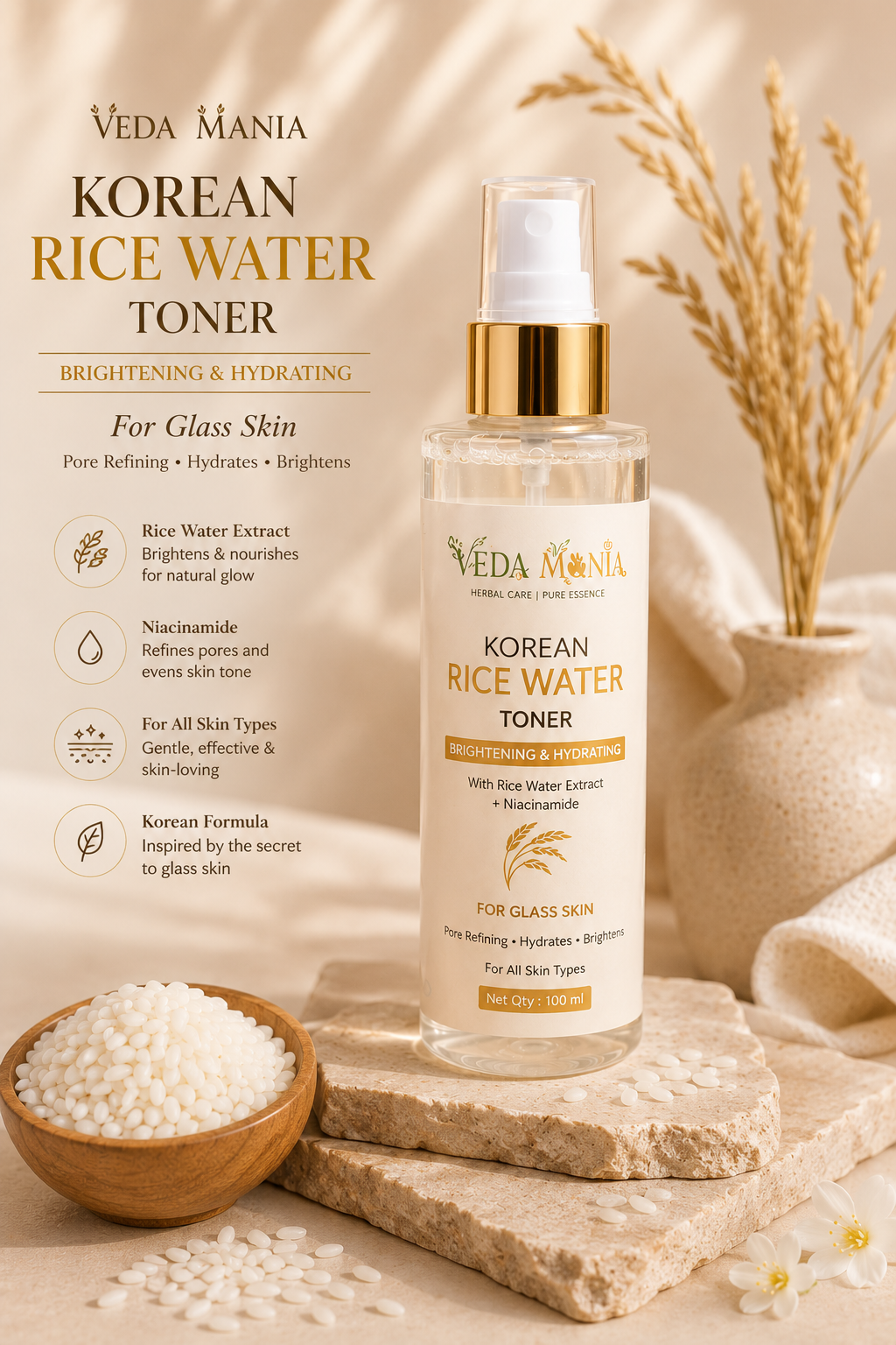 Veda Mania Korean Rice Water Toner - Image 2
